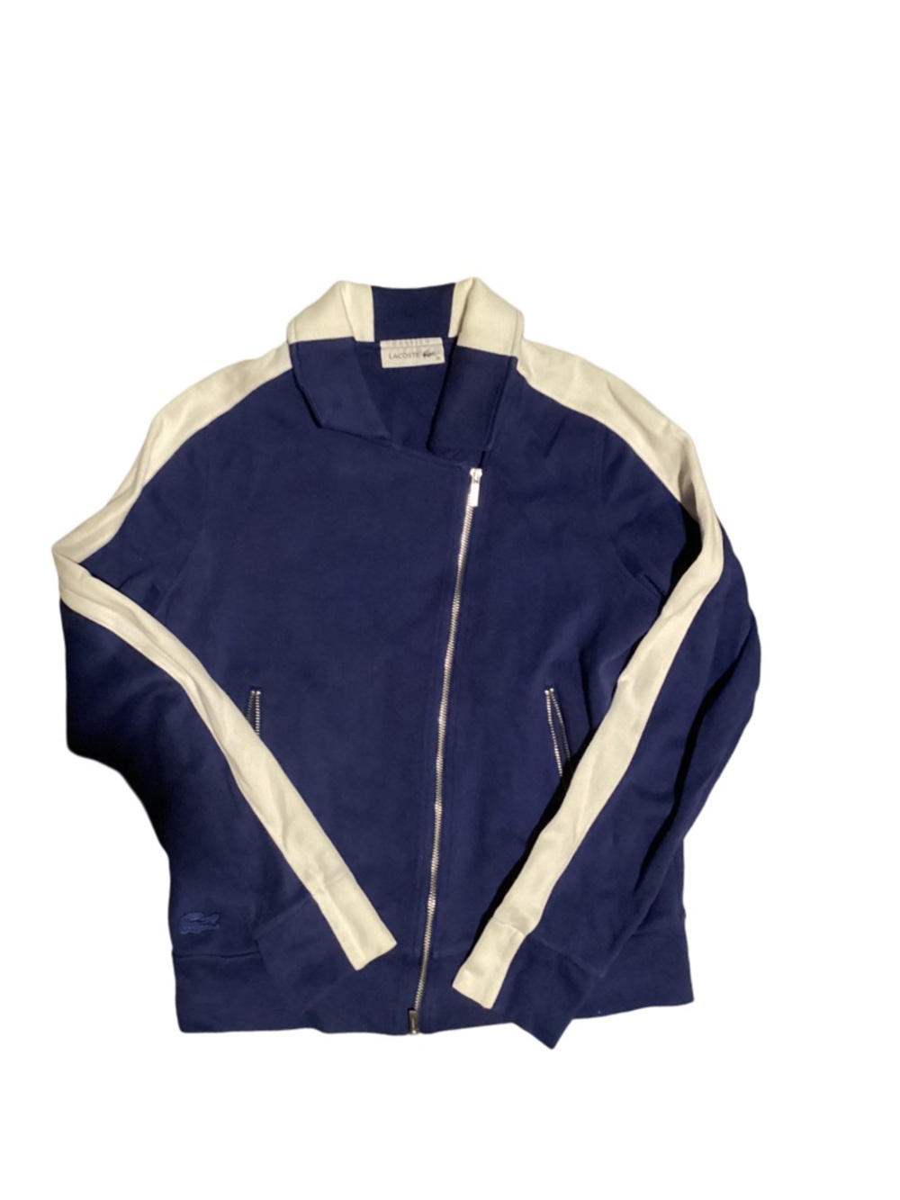 Lacoste Navy and White Zip-Up Track Jacket
